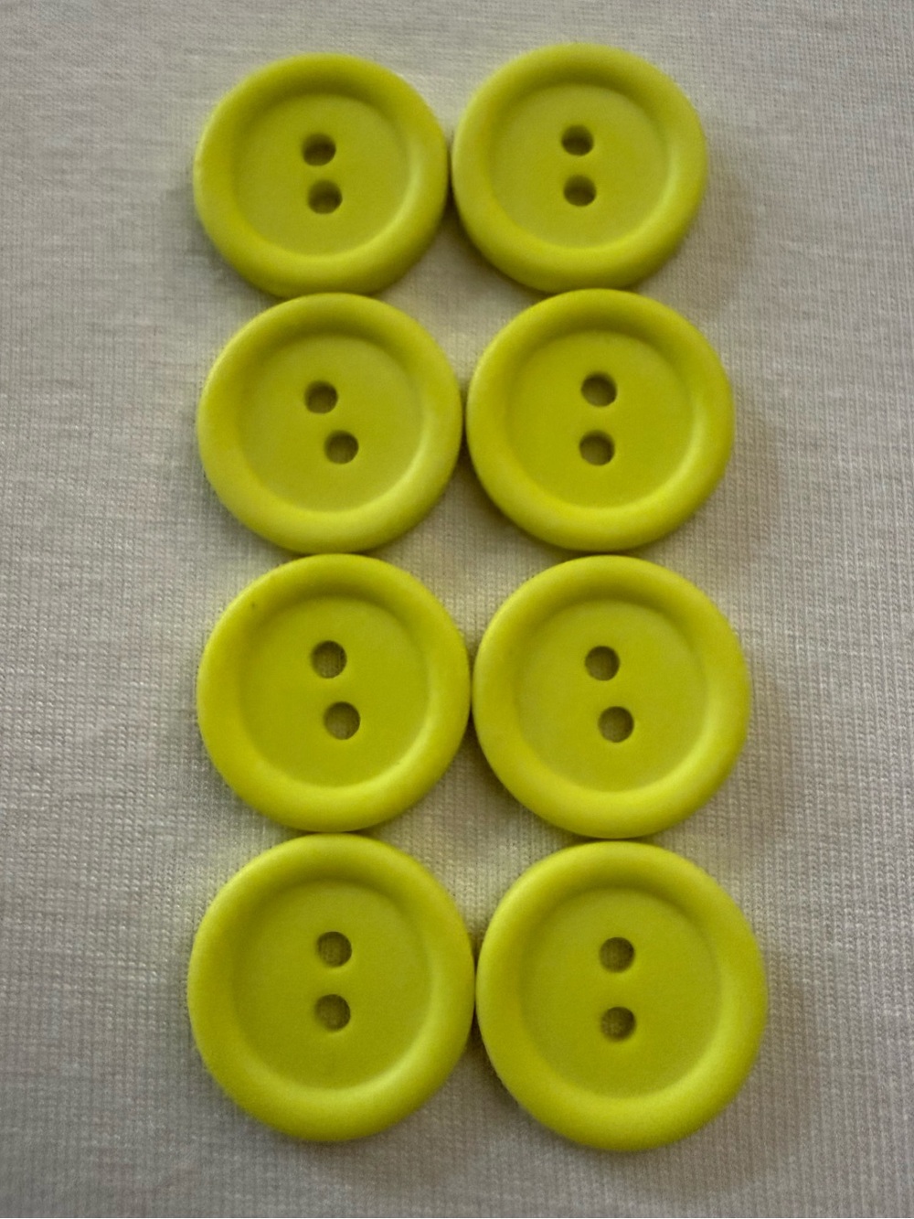 EUVC 3/4 Inch Matte Plastic Neon Yellow Two-Hole Sewing Buttons - Pack of 8